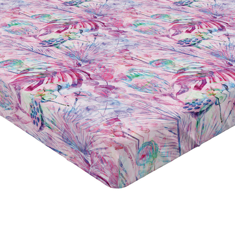 Drap-housse floral Ambesonne, Drap-housse pour lit simple TG, Fuchsia, bleu-vert / floral