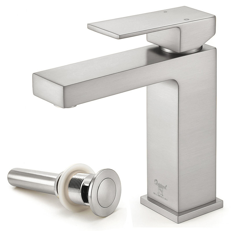 Robinet de salle de bains monotrou avec ensemble de drainage, Nickel brossé