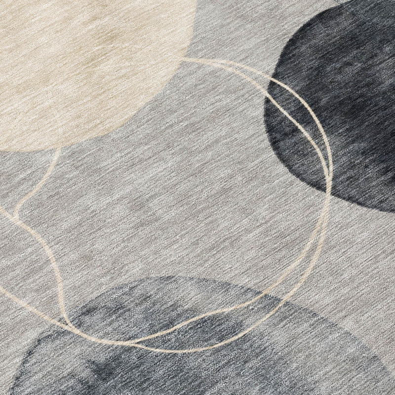 Tapis géométrique Ceajay ACN3085 lavable à la machine pour l'intérieur et l'extérieur, Gris, 10 pi x 14 pi