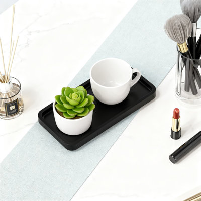 Bathroom Vanity Tray For Countertop Organization, Multi-Purpose Decorative Tray For Makeup, Perfume, Jewelry, Soap Dispenser, And Kitchen Spices, Compact And Durable Design