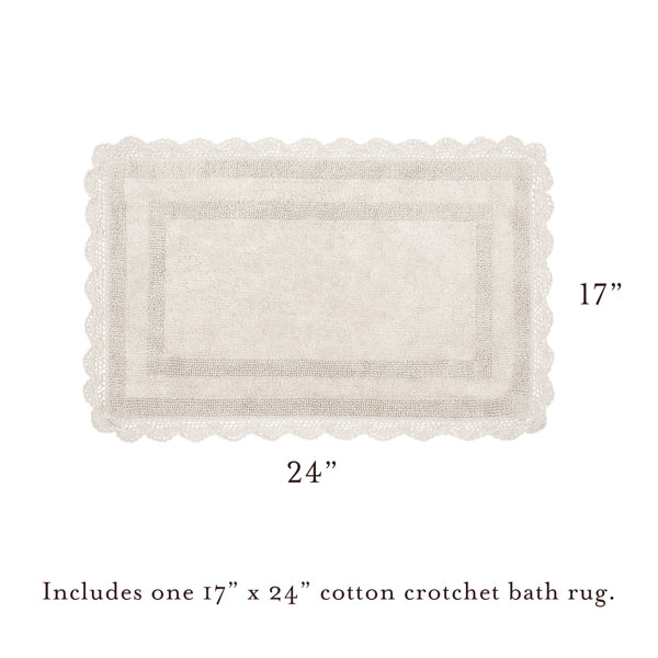 Laura Ashley Ruffle Cotton 2-Piece Bath Rug Set (Light Gray)