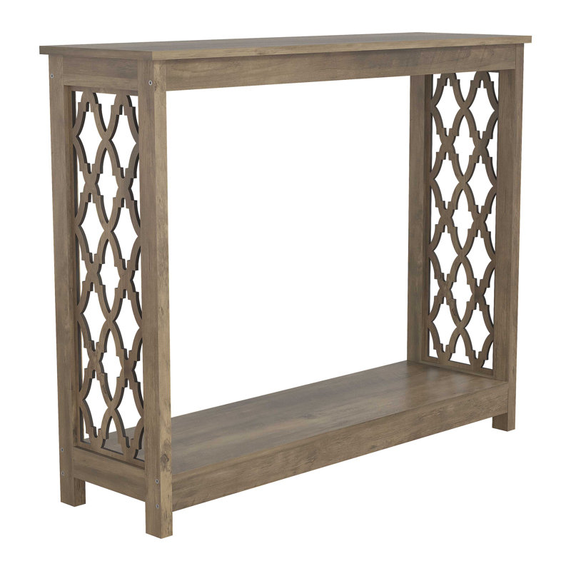 Chessani Transitional Console Table with shelf, Knotty Oak