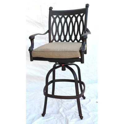 Lebrun Outdoor 30 " H Patio Stool with Sunbrella® Cushion