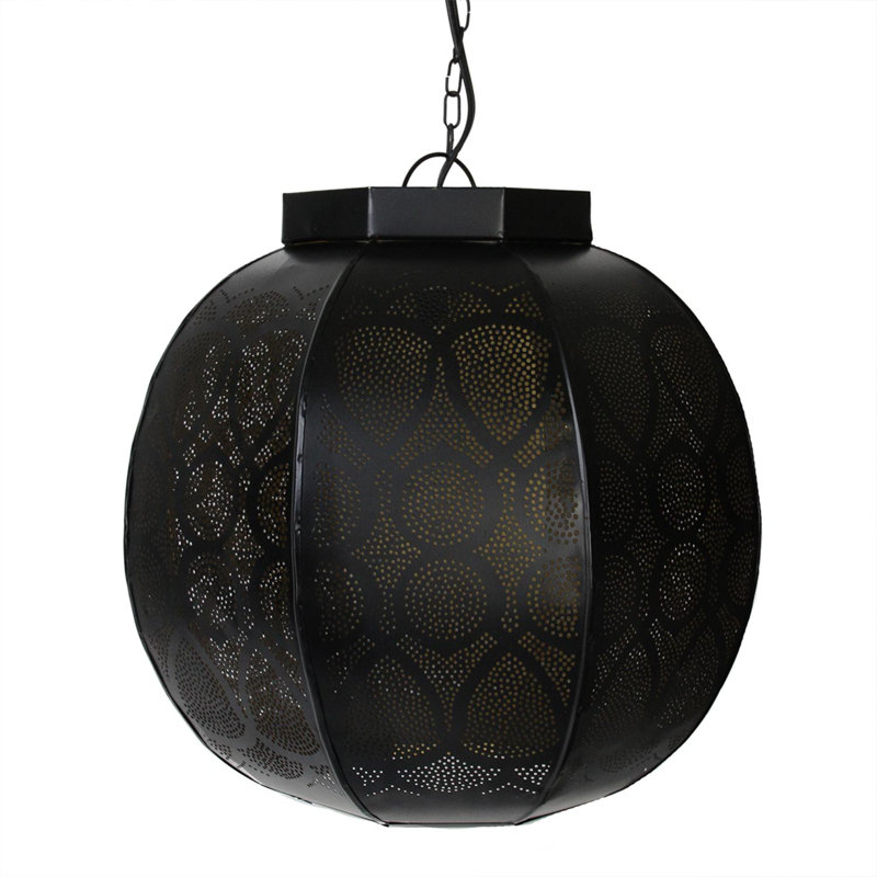Luminaire suspendu 14,5 "de style marocain, Noir / Or affligé
