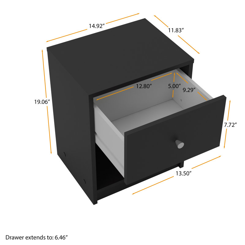 Clanton Small-Space 1 - Drawer Nightstand, Black