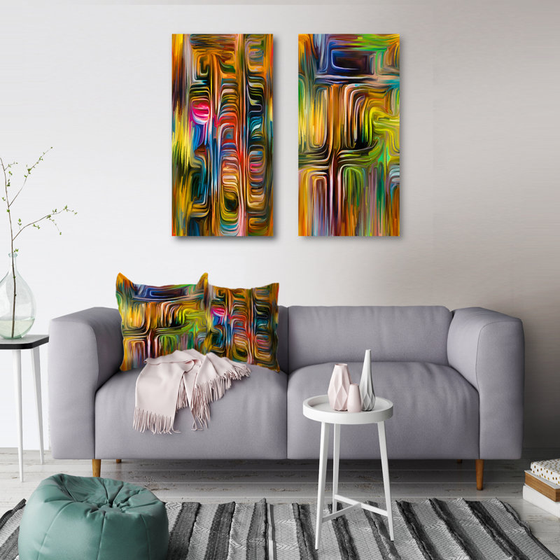 Color Fusion I Color Fusion I - Ensemble de 2 toiles tendues, H 32 po x l 32 po x P 1 po