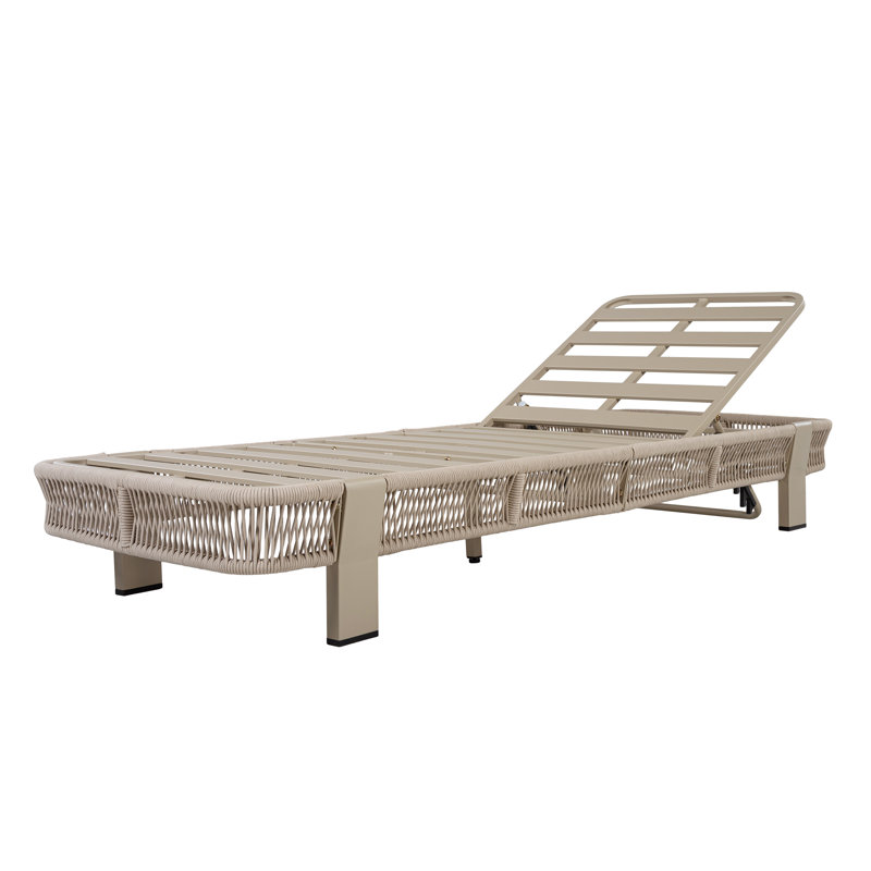 Chaise longue d'extérieur Bodhi Modern Coastal, Corde beige / cadre naturel