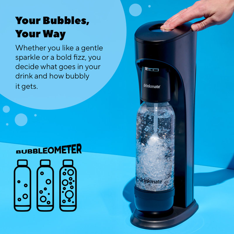OmniFizz Drinks Carbonator with 2x60L CO2 Cylinders, Blue