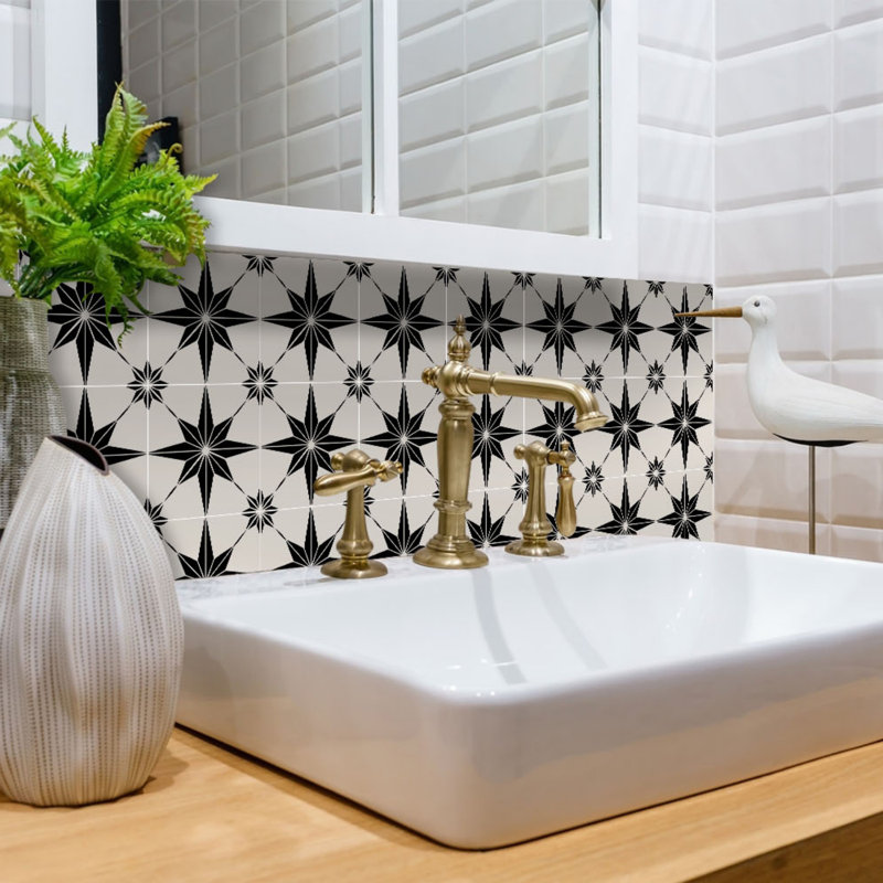 Carreau de mosaïque auto-adhésif en vinyle 5 po, Noir