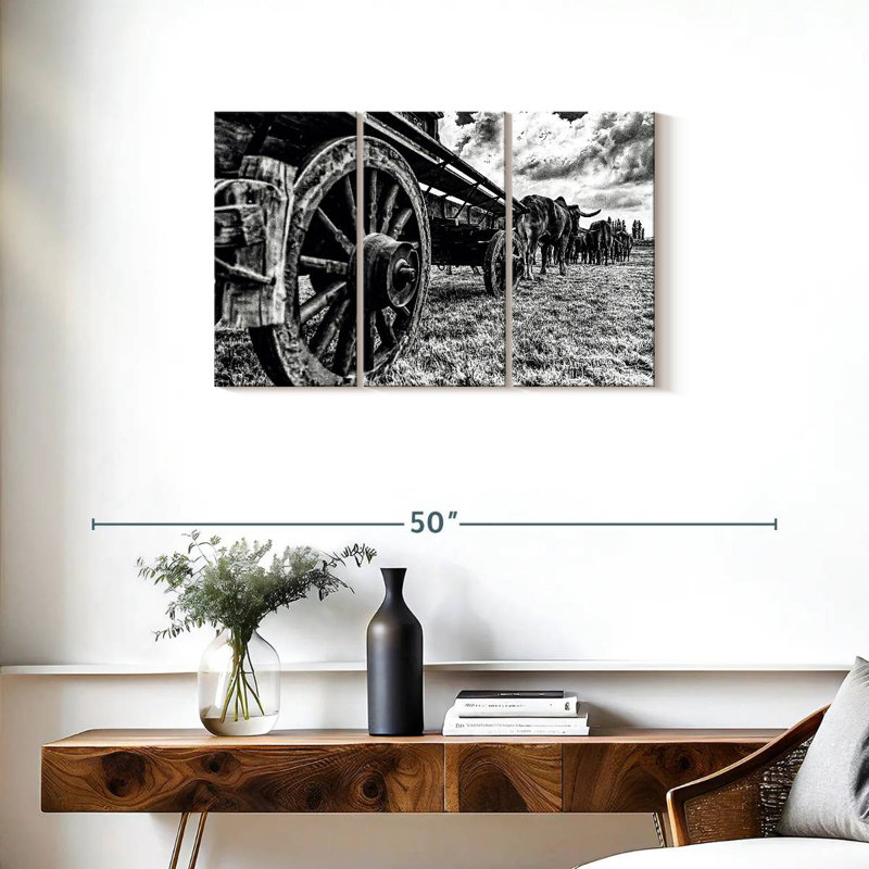 Mehar Bullocks Pulling A Wagon, 20" H x 33" W