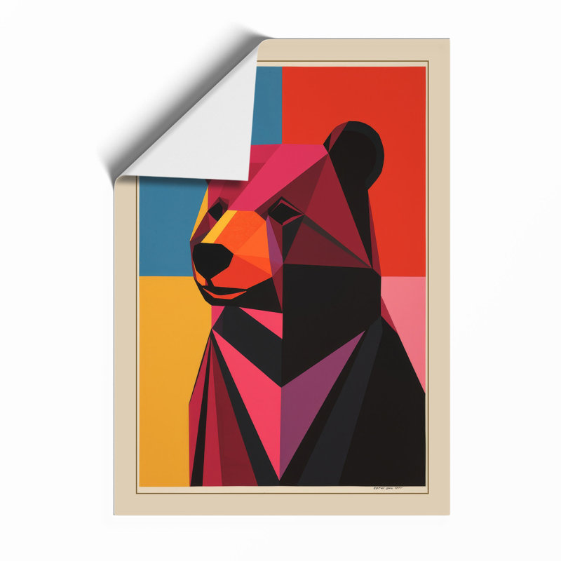 Cubist Bear Portrait Geometric - Framed Print, Unframed, A1 - 84.1 x 59.4 cm