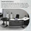 Bureau blanc minimaliste irrégulier avec plateau incurvé, rangement multifonctionnel et structure stable-1291476577-1291476591