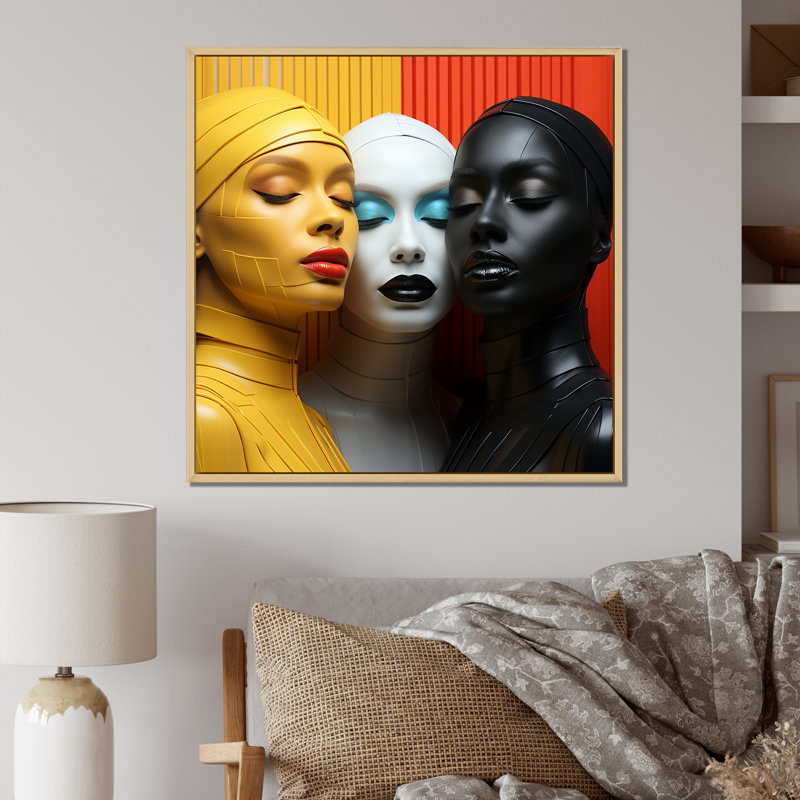 Trois déesses de l'unité universelle sur toile, Toile tendue, H 36 po x l 36 po