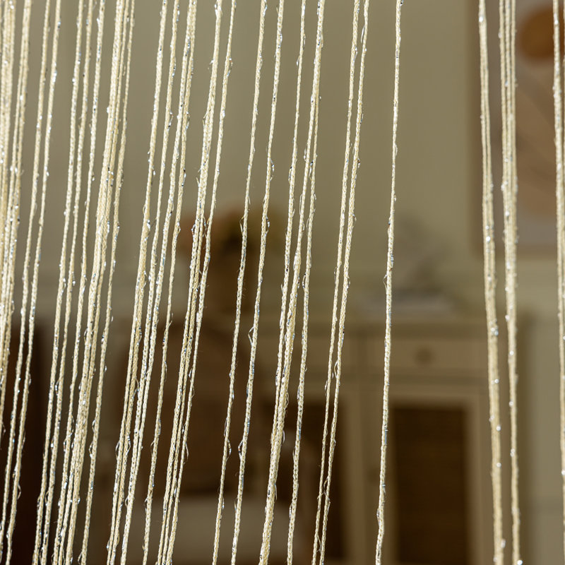 1Pc 39 X 78 Inch Door String Curtain Wall Panel Fringe Window Decorative String Curtain, Beige