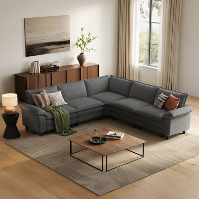 Colbey 119" Corduroy Cloud Modular Corner Sectional Sofa