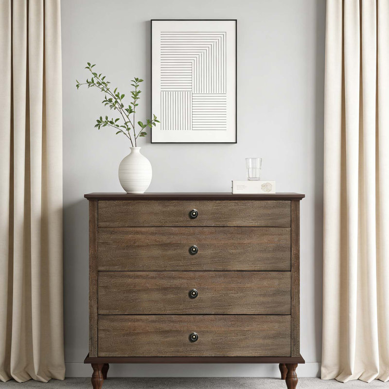 Commode élégante à 4 tiroirs, Brun rustique profond