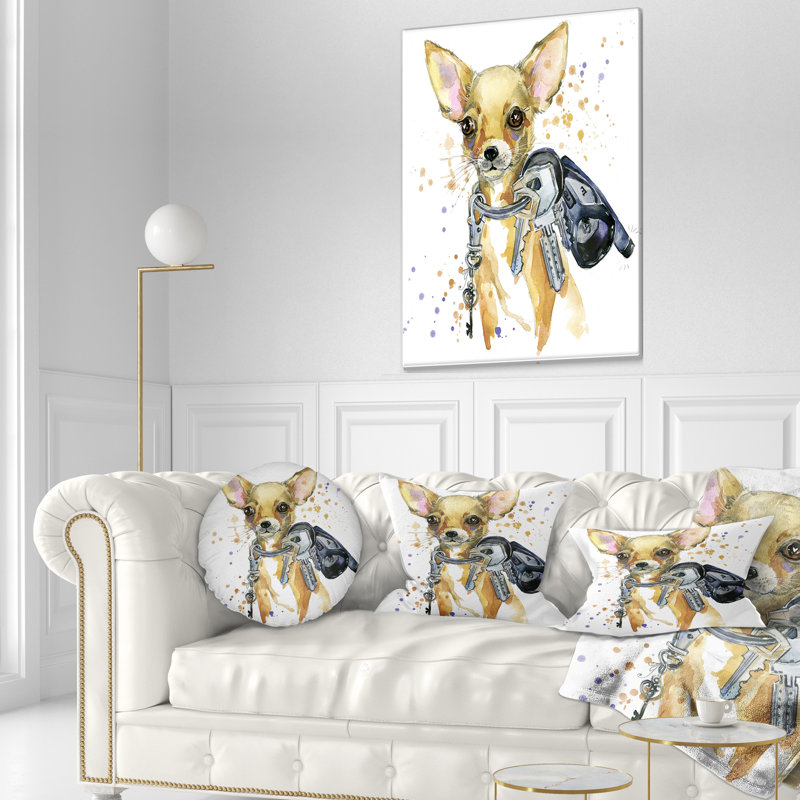 Aquarelle de chien terrier brun - Coussin imprimé animal