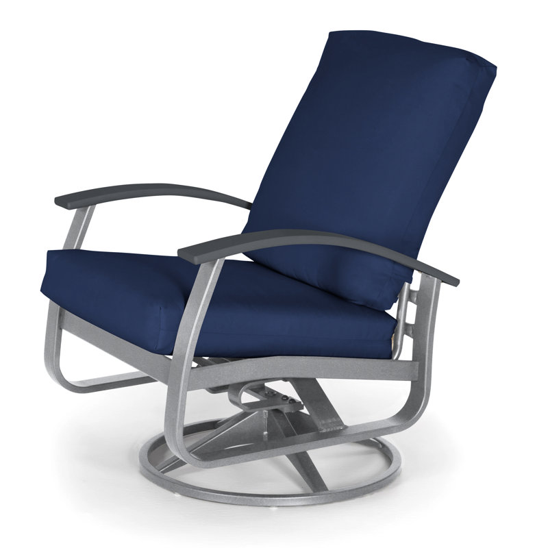 Belle Isle Outdoor Swivel Lounge Chair, Canvas Navy Sunbrella® Canvas, Classic Graphite P30, Textured Snow