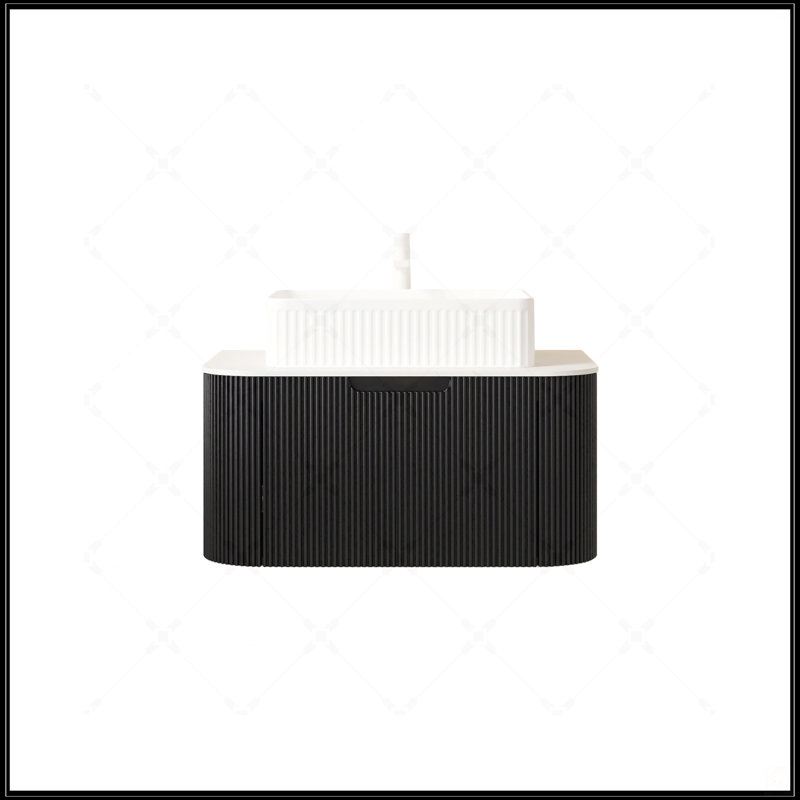 Meuble-lavabo mural flottant avec lavabo en céramique blanche, rangement spacieux et finition grain de bois naturel, 30"