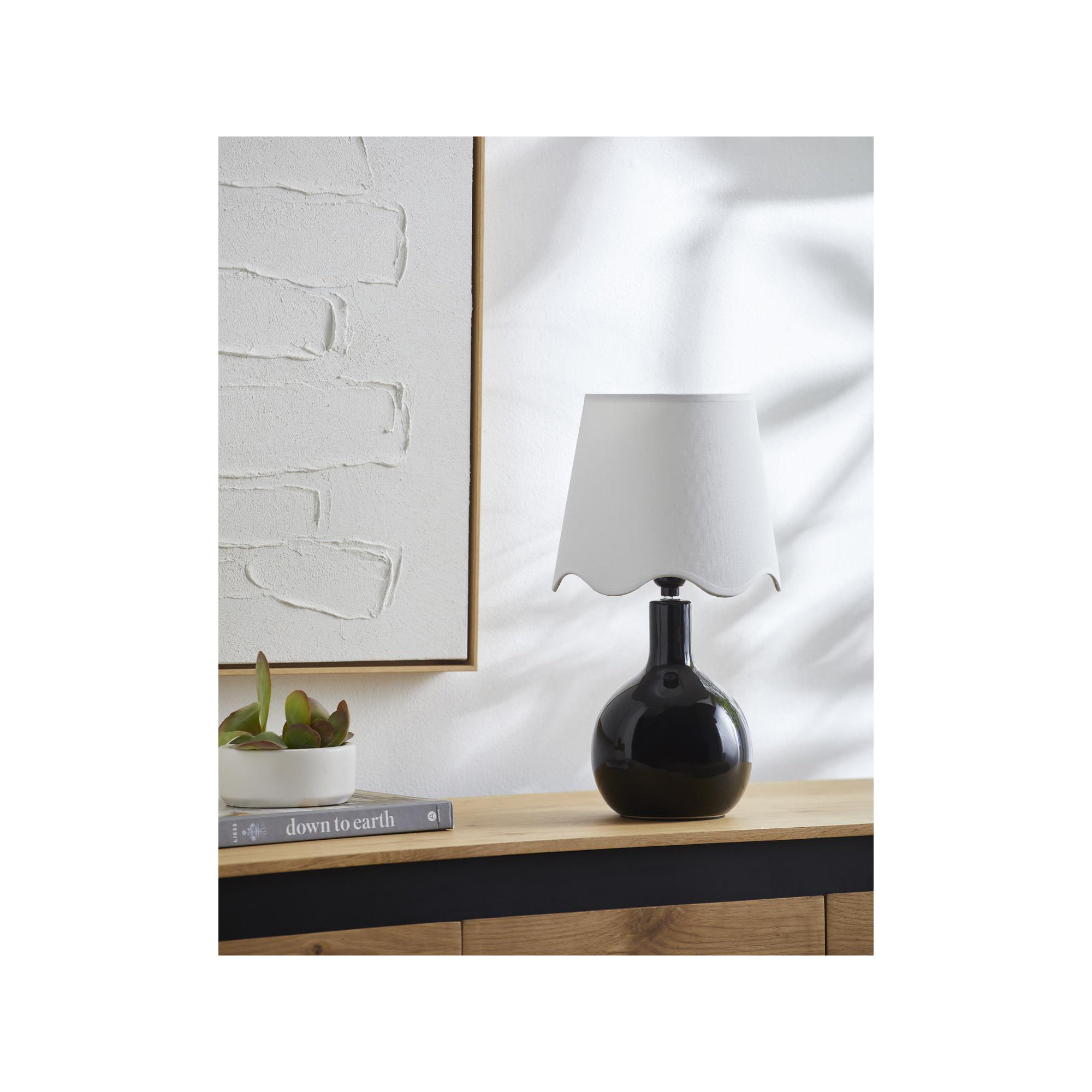 Maura Accent Table Lamp, 15"H x 9"W x 9"D, White, Black