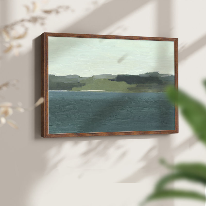 «Calming Lake View I», reproduction encadrée, H 8 po x l 10 po, Noyer