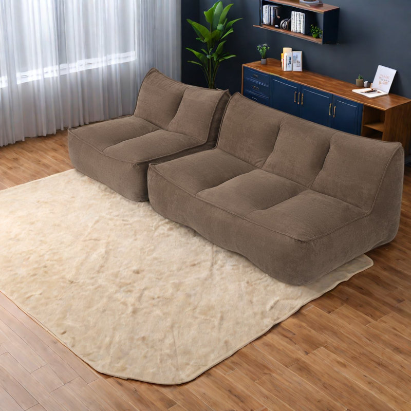 Canapés modulaires à compression, 225 cm (88,5 pouces) en velours côtelé brun, canapé nuage moderne pour la maison