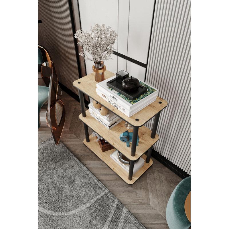 Bibliothèque moderne en chêne, 23,6 po x 28,3 po x 23,6 po | 100% panneau de fibres à densité moyenne avec pieds en kraft comprimé | Design scandinave, durable et élégant | Parfait pour le bureau personnel, le salon ou le bureau | Finition unie de couleur brune