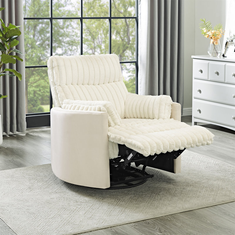 Fauteuil inclinable manuel en velours côtelé Bocaton, Blanc