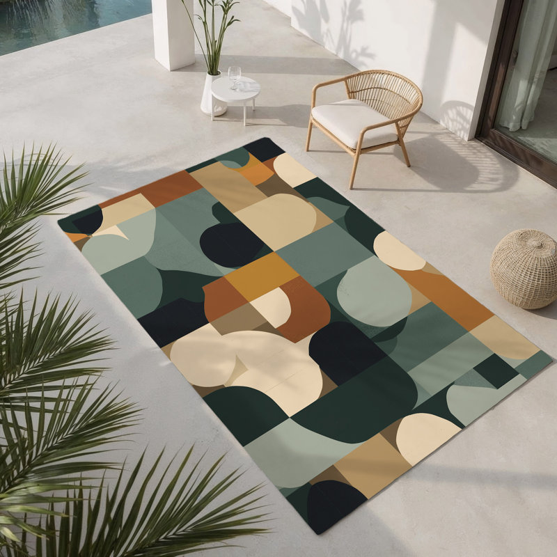 Modular Mountains Indoor And Outdoor Area Rug, Rectangle 1'6" x 2'6"