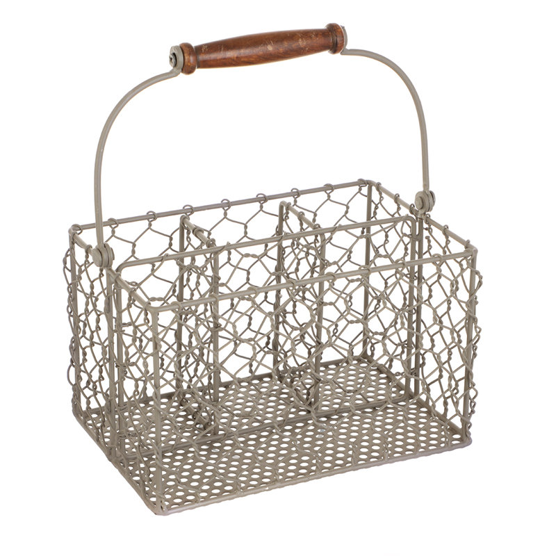 Metal Flatware Caddy, Grey