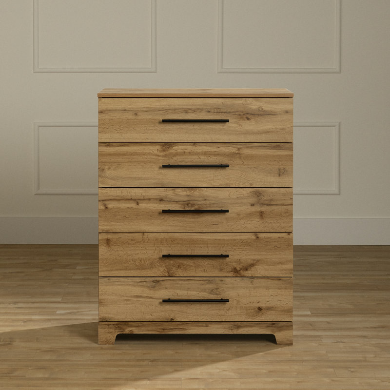 Commode 5 tiroirs Barcelona, Brun clair