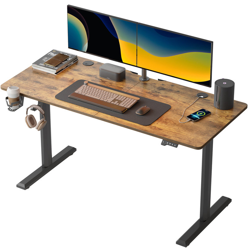 Bureau debout à hauteur ajustable Itsuo, Brun / noir, L 55 po x P 23,60 po