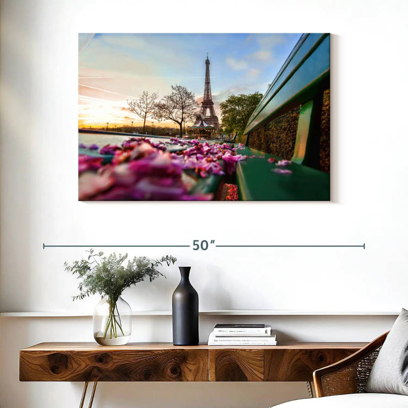 Serviette Ravi Eiffel au printemps, H 26 po x l 39 po