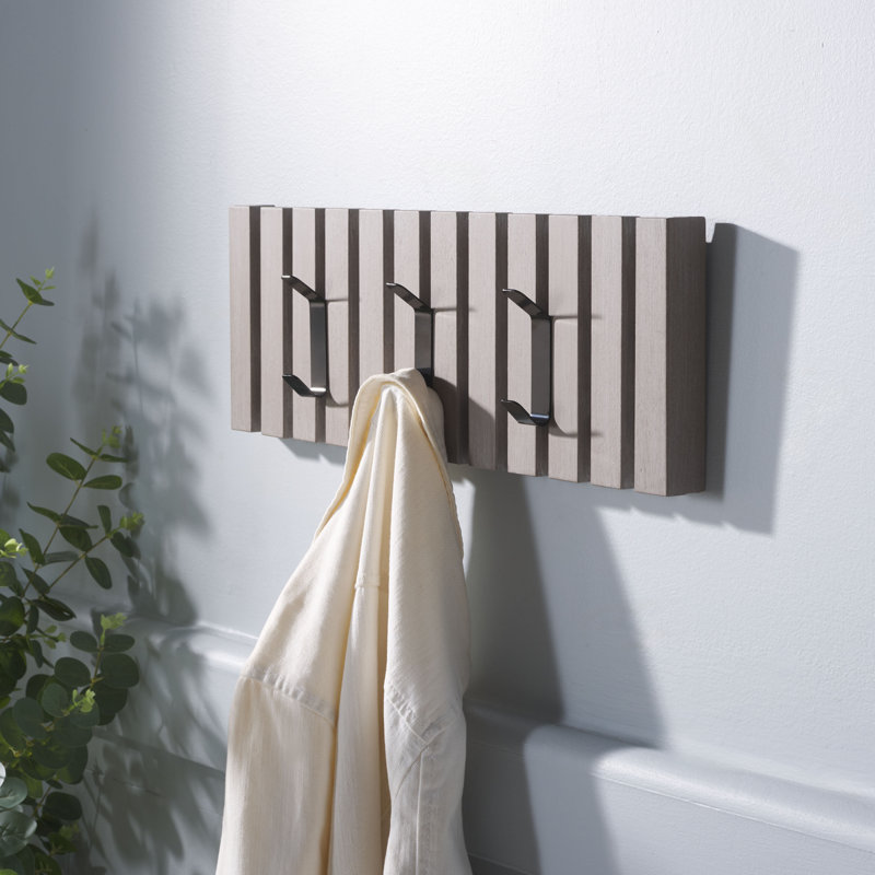 Portemanteau mural à 3 crochets Fotina, Blanc délavé