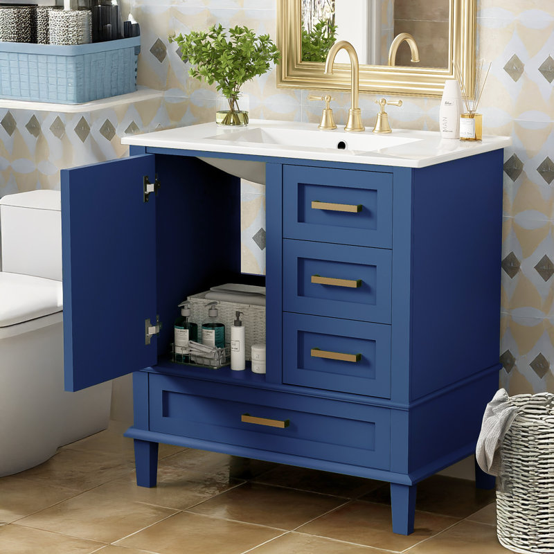 Ensemble de meuble-lavabo moderne 30 "avec lavabo, Bleu