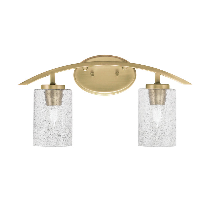 Kurve 2 Light Bath Bar Shown In New Age Brass Finish With  4" Smoke Bubble Glass