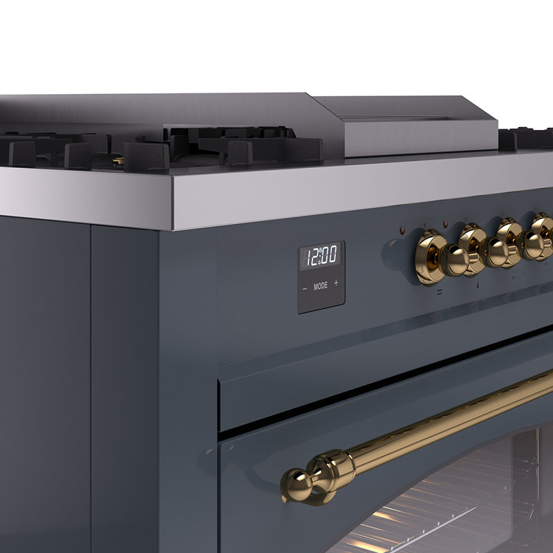 ILVE Nostalgie II 60 Dual Fuel Range, 5 Burners, Griddle, Frenchtop , RAL Color/Bronze, Liquid Propane