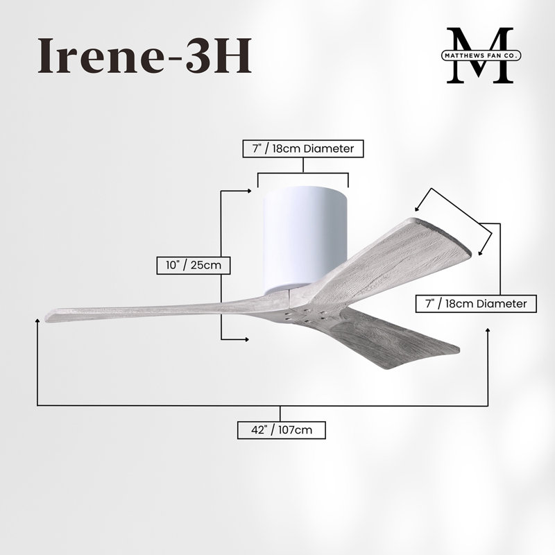 Ventilateur de plafond à 3 pales Olivier, Blanc brillant, Ton bois de grange, 42"