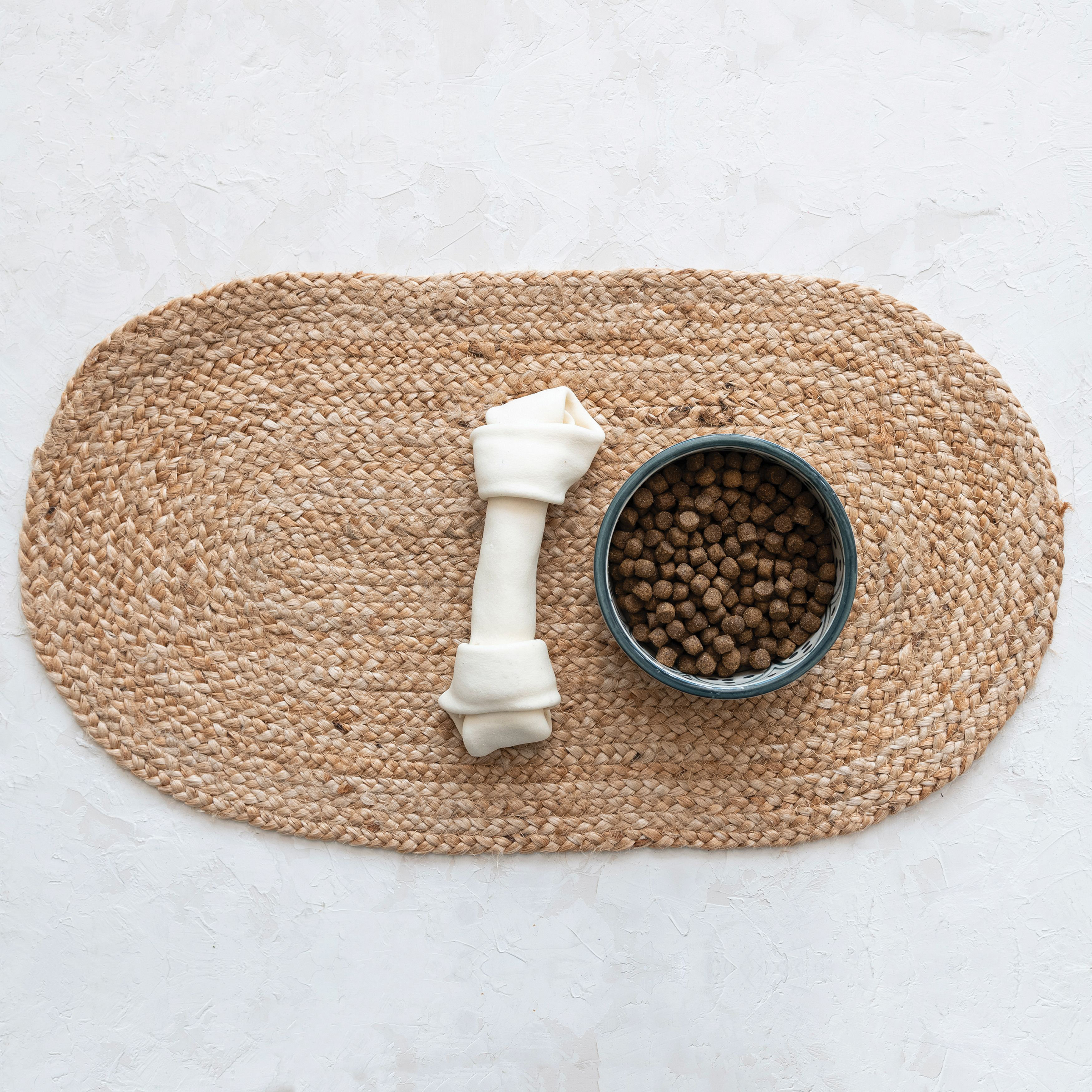 Creative Co-op Braided Jute Pet Dish, Natural Mat