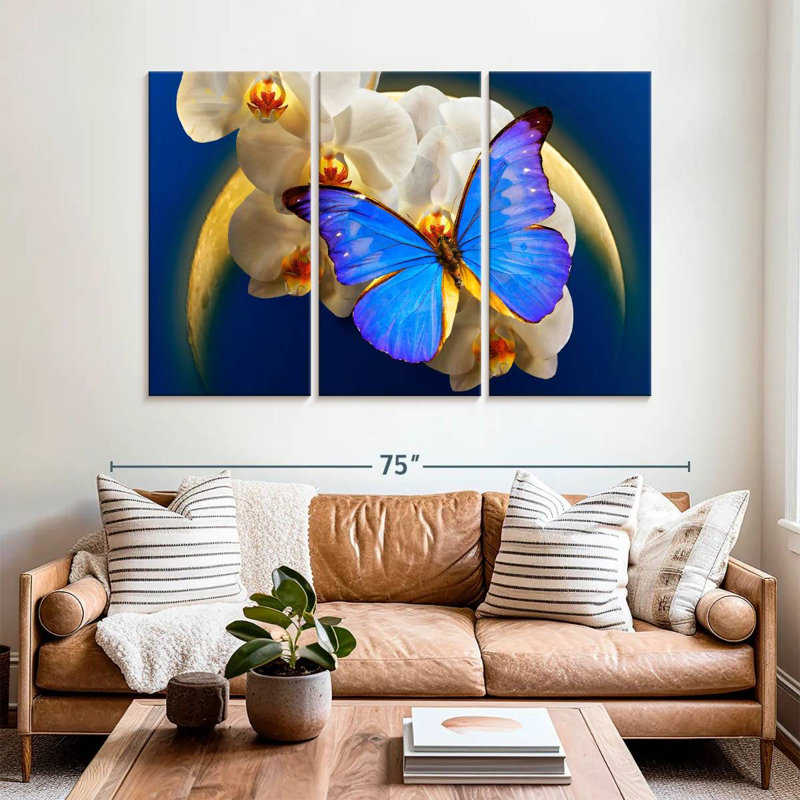 Brampt papillon au clair de lune Morpho, H 42 po x l 65 po