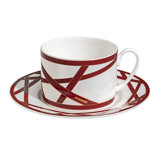 Missoni Tea Cup & Saucer Nastri Multicolor Diam. 3.3", H 2.3", Cap. 7.5 Oz, Saucer Dim. 6"