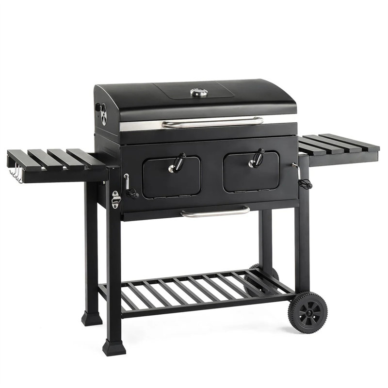 Barbecue au charbon 37,4 po avec deux tables d'appoint pliables