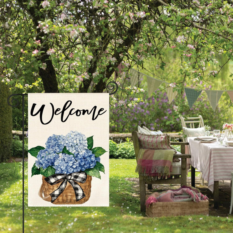 Drapeau d'hortensia printemps été jardin double face extérieur