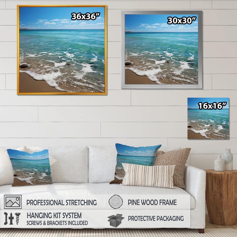 «Ocean Beach Serenity» sur impression sur toile, Cadre flottant noir, H 30 po x l 30 po x P 1 po