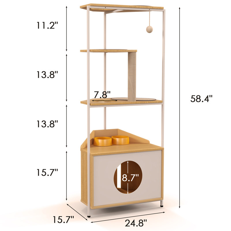 Versatile Corner Cat Tower With Multiple Features For Feline Fun
