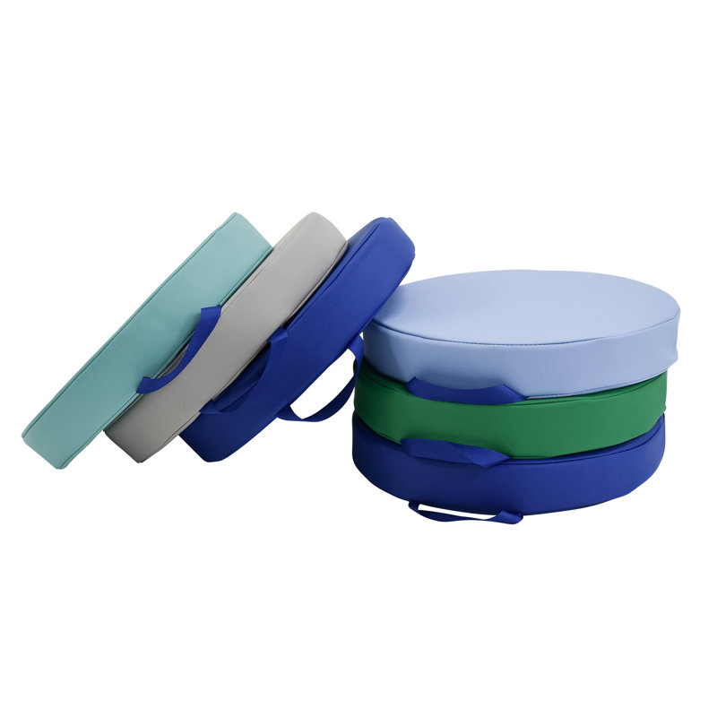Round Floor Cushions - 6 - Contemporary, Blue/Green/Light Blue