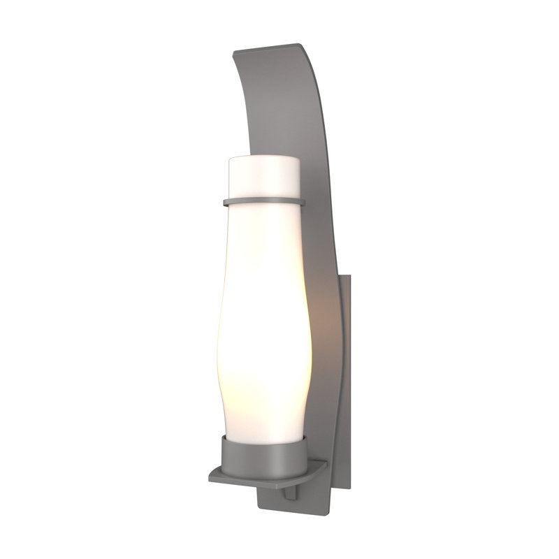 Sea Coast 1 - Bulb Outdoor Armed Sconce, Opal, 24.2" H x 6.2" W x 6.7" D, Burnished Steel