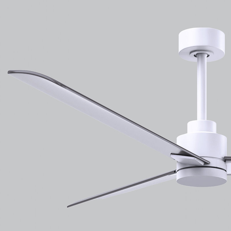 Alessandra Outdoor Downrod Ceiling Fan, Brushed Nickel, Matte White