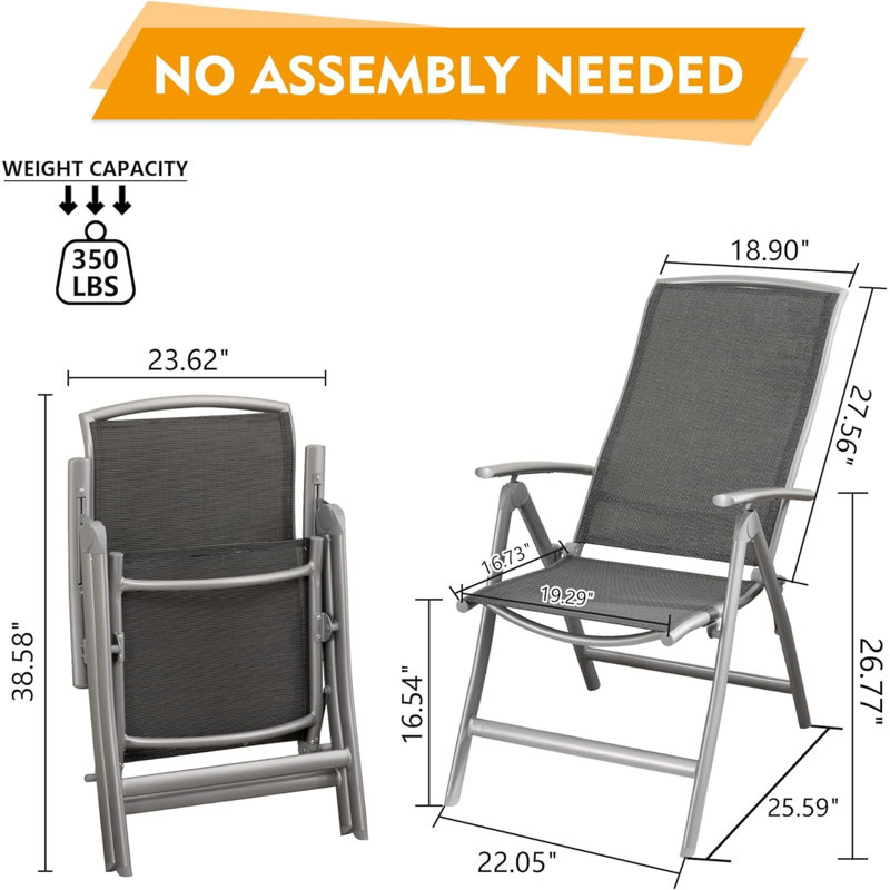 Ensemble de 2 chaises de patio pliantes (excluant la table)