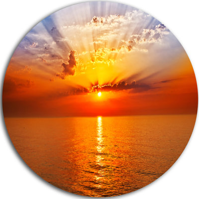 " Orange Sea Sunrise under Blue Sky " Color Photography Print